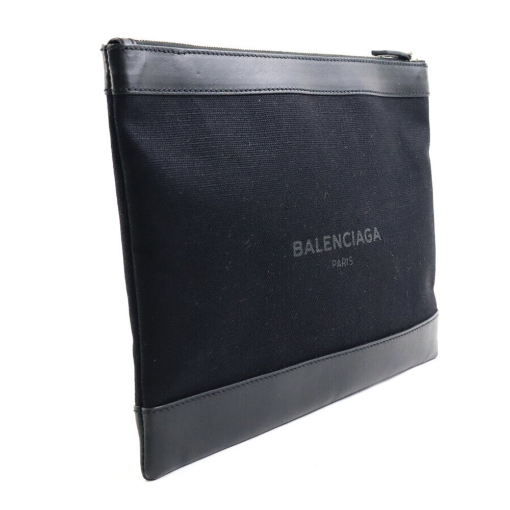 Balenciaga Black Leather Bag Canvas Clutch - Picture 1 of 4